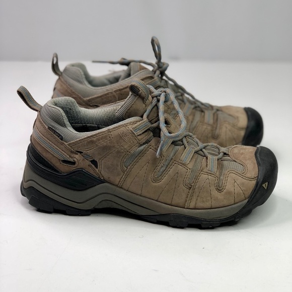 Keen hiking shoes low top tan grey lace up bump toe size 8 - Picture 2 of 9